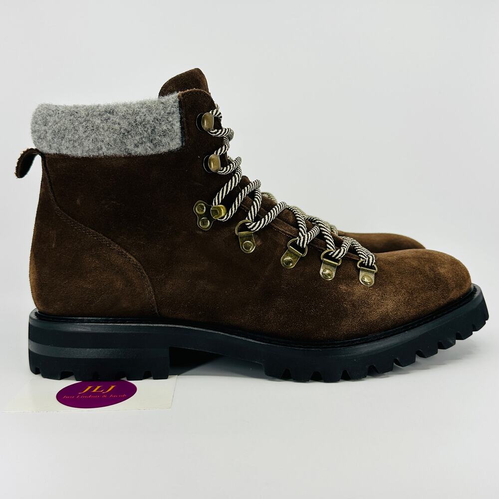 Steve Madden Men's Brown Suede Wool Collar Alpine Hiking Boots Size 10